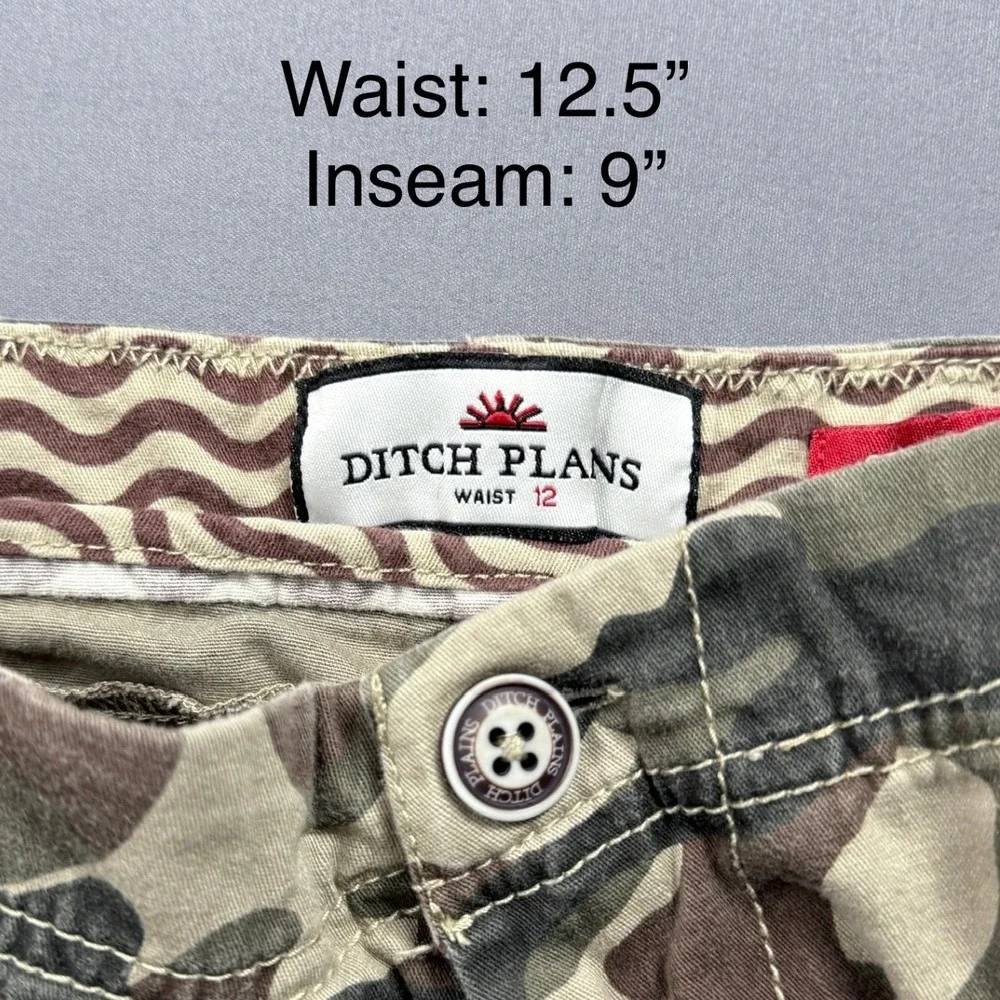 Ditch‎ Plans Boys Size 12 Camouflage Camo Cargo Shorts Casual